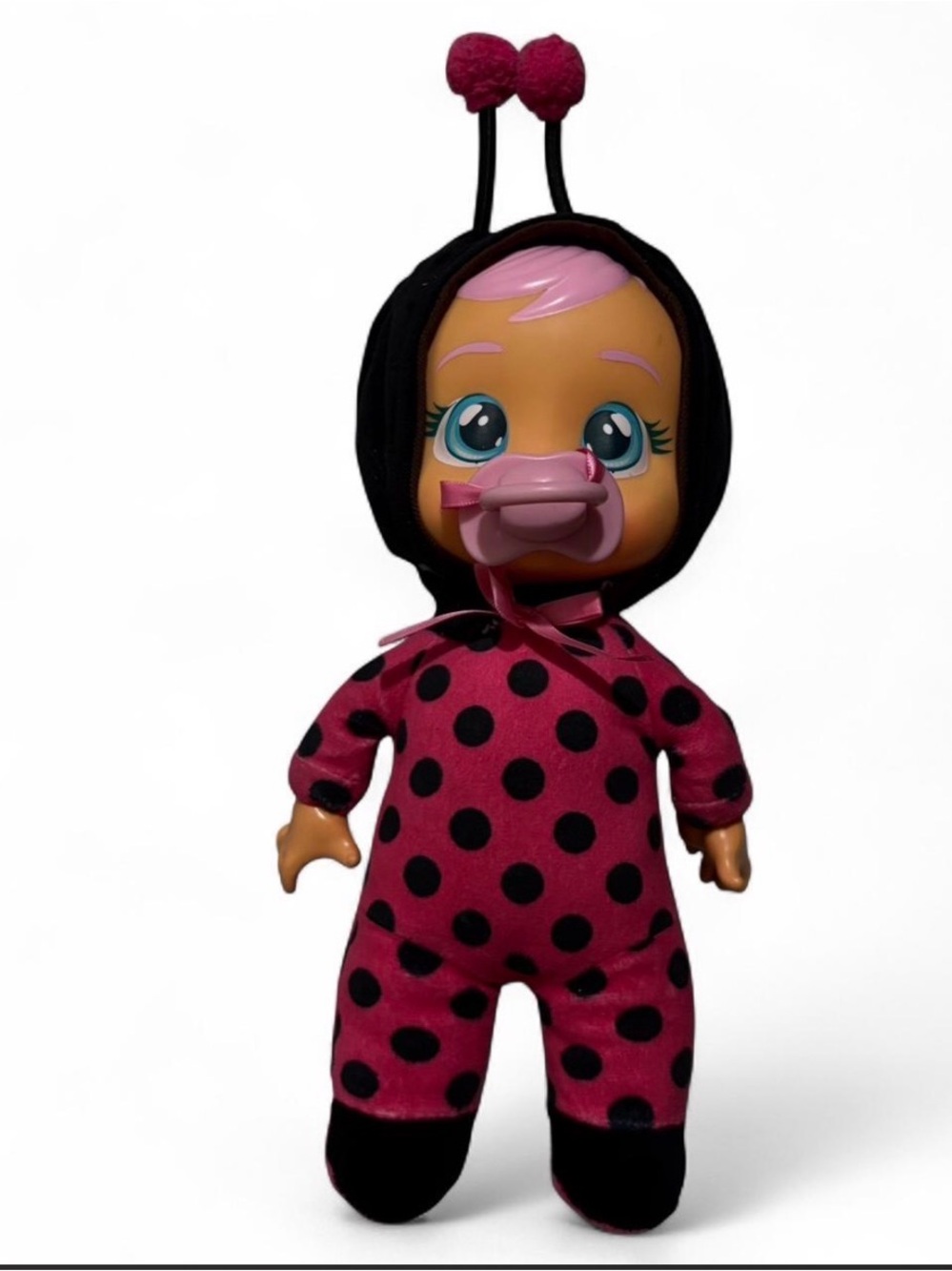 Pink Polka-Dot Ladybug Baby Doll with Pacifier